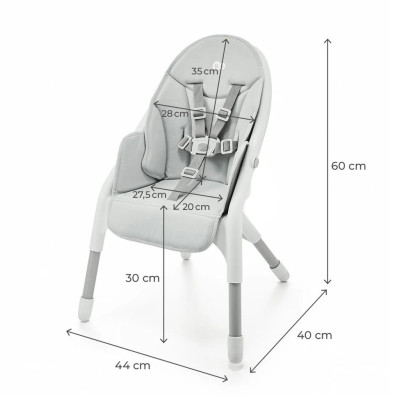 Jedálenská stolička Dinnly 2 v 1 Grey Kinderkraft