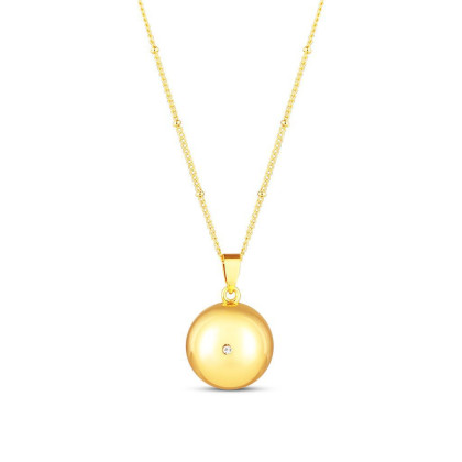 Tehotenský šperk bola Glow hladká zlatá s bielym kamienkom + retiazka Moniel