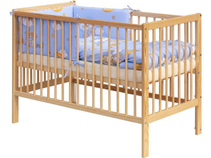 Detská postieľka s kompletnou výbavou 120 x 60 cm, mráčik modrá Scarlett