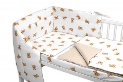 Mantinel s obliečkami do postieľky 3dielna biela sada Míša, bavlna Baby Nellys