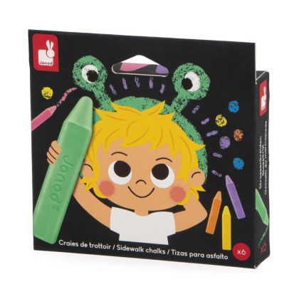 Colorino Farebné kriedy na chodník 6 farieb Janod