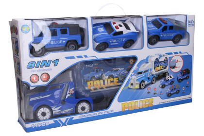 Policajný kamión s 3 autami skrutkovací s efektmi 42 cm