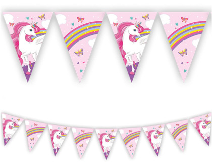 EKO vlajočková girlanda Jednorožec – 9 vlajok dekorácie na oslavu