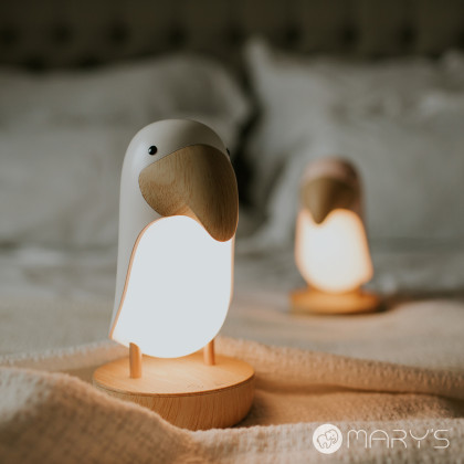 LED nočná lampička a Bluetooth reproduktor 2v1 - tukan, biela Mary's