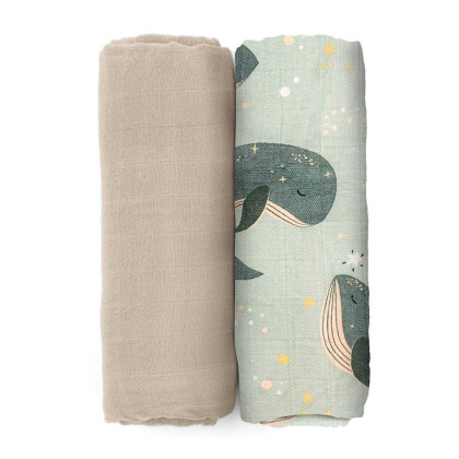 Prikrývka bambusová mušelínová 2 ks 120 x 120 cm Misty Petite&Mars