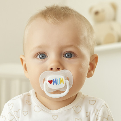 Cumlík svietiaci silikónový symetrický Love Mum & Dad 6 - 18 m, 2 ks Canpol babies