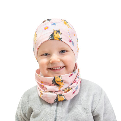 Bavlnený detský nákrčník Horse ružová Esito