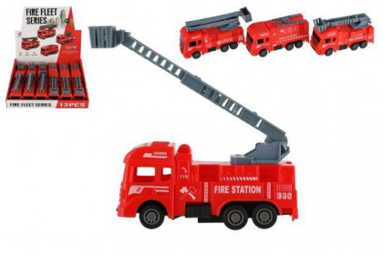 Hasičské auto plast na spätné natiahnutie 4 druhy, 11 cm