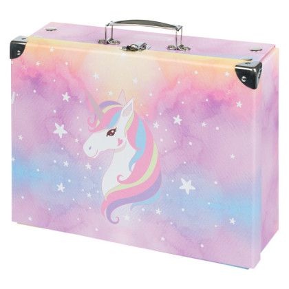 Skladací školský kufrík Rainbow Unicorn s kovaním Baagl