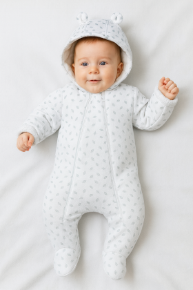 Zimná kombinéza s kapucňou podšíta wellsoft lístočky Baby Service