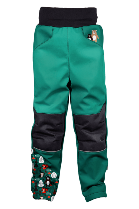 Softshellové nohavice detské Medvede tyrkysové Wamu