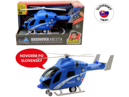 Policajný vrtuľník SK na zotrvačník, na batérie so svetlom a zvukom, 20 cm