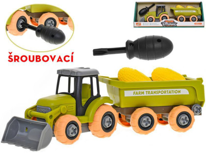 Traktor 28 cm skrutkovací voľný chod s vlečkou a klasmi