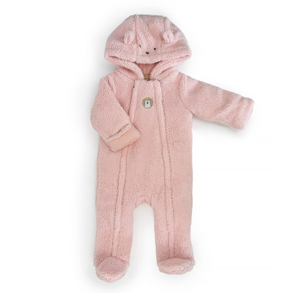 Zimná dievčenská dojčenská kombinéza, kapucňa s ušami Pidilidi Pink