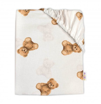 Bavlnená prestieradlo do postieľky 120 x 60 cm Míša, biela s potlačou Baby Nellys