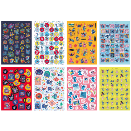 Trblietavé samolepky Stitch A5 8 hárkov