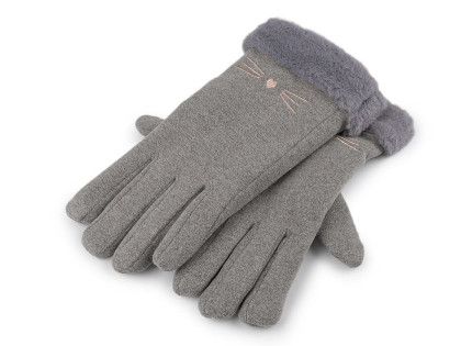 Dievčenské rukavice s kožušinou zateplené, dotykové