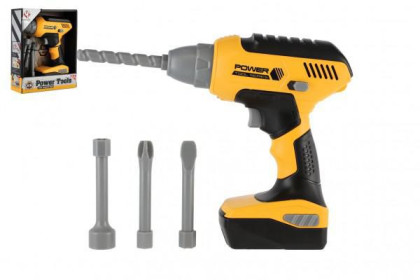 Aku vŕtačka plastová s doplnkami na batérie a so zvukom 15x18 cm