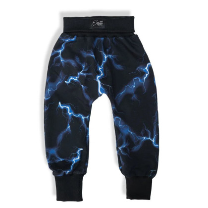 Detské tepláky s vysokým pásom Blesk - čierna Esito