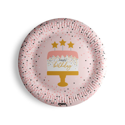 Tanieriky papierové - HB konfety ružové 23 cm, 8 ks