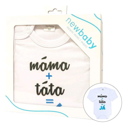 Body s potlačou New Baby mama plus otec rovná sa JA - modrá