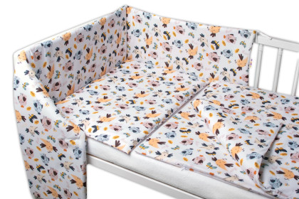 3-dielna sada Mantinel s obliečkami Vtáčiky a Vážky biela Baby Nellys