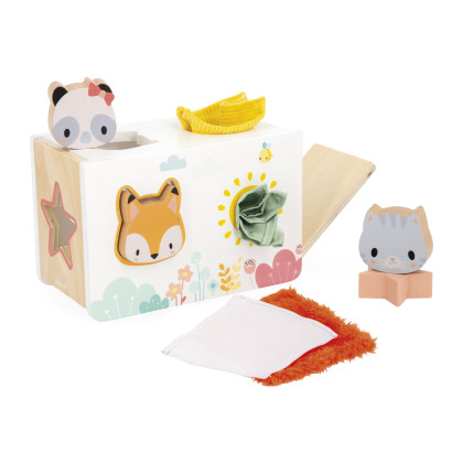 Drevené triedenie tvarov s látkami Pure Janod