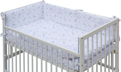 Detská postieľka biela s kompletnou výbavou 120 x 60 cm Luka Scarlett