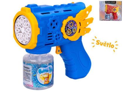 Bublifukovač pištole 13 cm na batérie so svetlom as náplňou