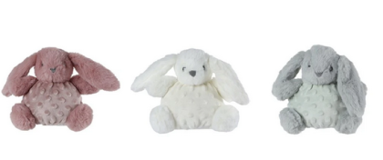 Zajačik plyšový 16 cm s textúrou s hrkálkou 3 farby 0 m+ Mini Club