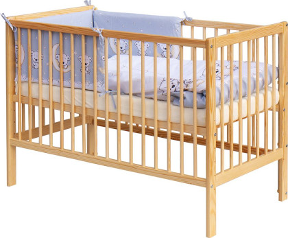 Detská postieľka s kompletnou výbavou 120 x 60 cm - Toro - šedá Scarlett