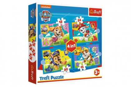 Puzzle 4v1 Šteňatá v behu Tlapková patrola / Paw Patrol 28,5 x20, 5cm v krabici 28x28x6cm