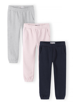 Tepláky dievčenské s elastickým pásom 3pack Mix farieb sv. ružová Minoti