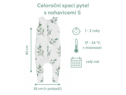 Celoročný spací vak s nohavicami Vintage Animals Sleepee Almond/Cream