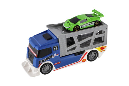 Auto kamión prepravník + plastové auto 15 cm na voľný chod