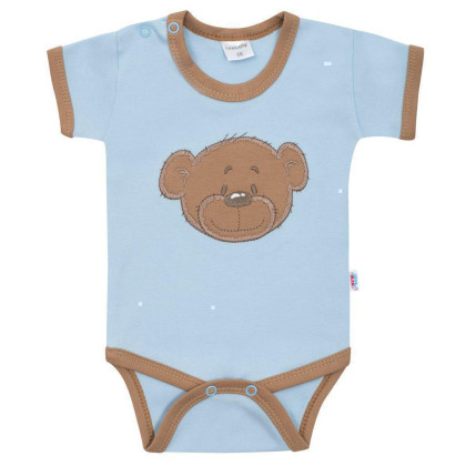 Dojčenské bavlnené body s krátkym rukávom New Baby BrumBrum blue brown