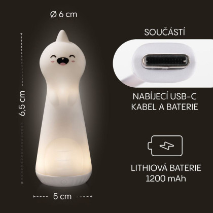 Silikónové LED nočné svetlo s baterkou Dino Zopa
