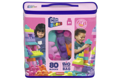 Mega Bloks veľké vrece kociek - ružový (80 ks)