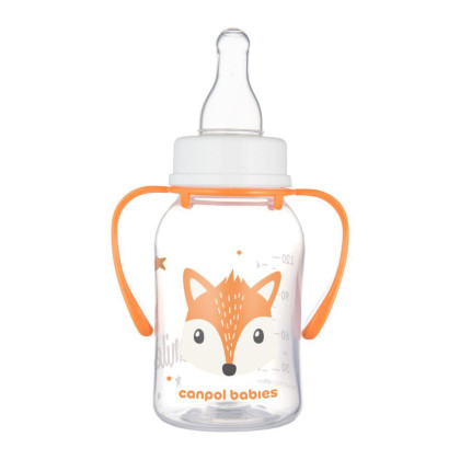 Fľaša úzkohrdlá s úchytmi Cute Animals 120 ml Canpol babies