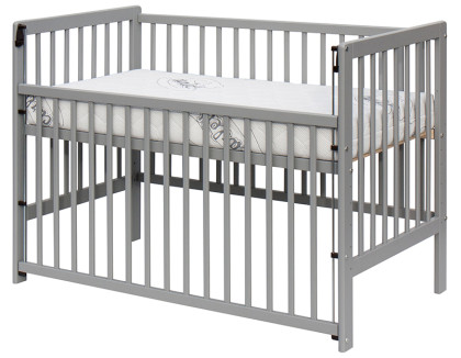 Detská postieľka - Scarlett DOMINIK (borovica), sťahovacia bočnica - 120 x 60 cm - šedá