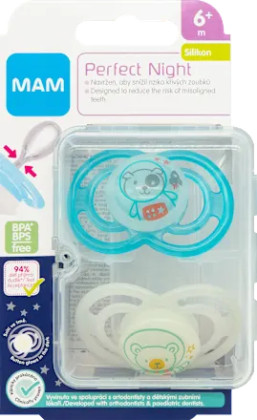 Cumlík Perfect Night silikón 6m+ MAM so sterilizačným boxom