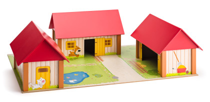 Statok s tromi budovami a podložkou