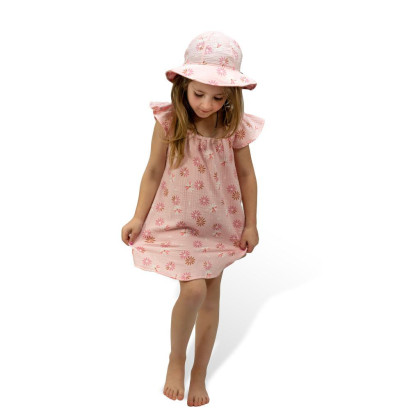 Dievčenské klobúk mušelín Flower - ružová Esito