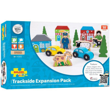 Veľká sada príslušenstva drevenej vláčikodráhy Bigjigs Rail
