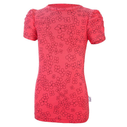 Tričko dievčenské tenké TLAČ KR Outlast®UV faktor 50+, jahodové kvietky