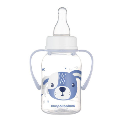 Fľaša úzkohrdlá s úchytmi Cute Animals 120 ml Canpol babies