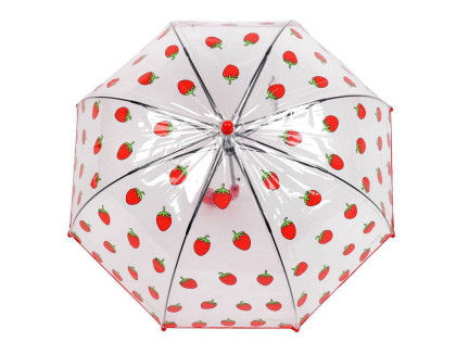 Detský priehľadný vystreľovací dáždnik jahoda