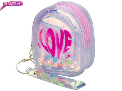Glamour mini batôžtek holografický 10,5 cm s trblietkami s príveskom na kľúče