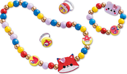 Kreatívna súprava Výroba šperkov drevené korálky Lesné zvieratká 4 ks Janod Atelier