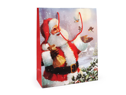 Vianočná darčeková taška s glitrami 32 x 26 x 10 cm Santa 3